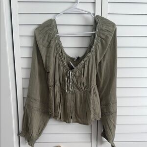 American Eagle Outfitters Green Blouse with Elegant Design